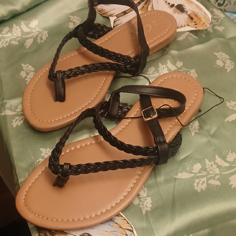 Elegant Black Braided Sandals